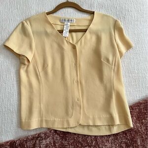 Vintage Elegant Butter Yellow Women's Button Blouse